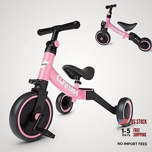 5 in 1 Toddler Bike for 1 Year to 4 Years Old Kids, Toddler Tricycle Kids Pink